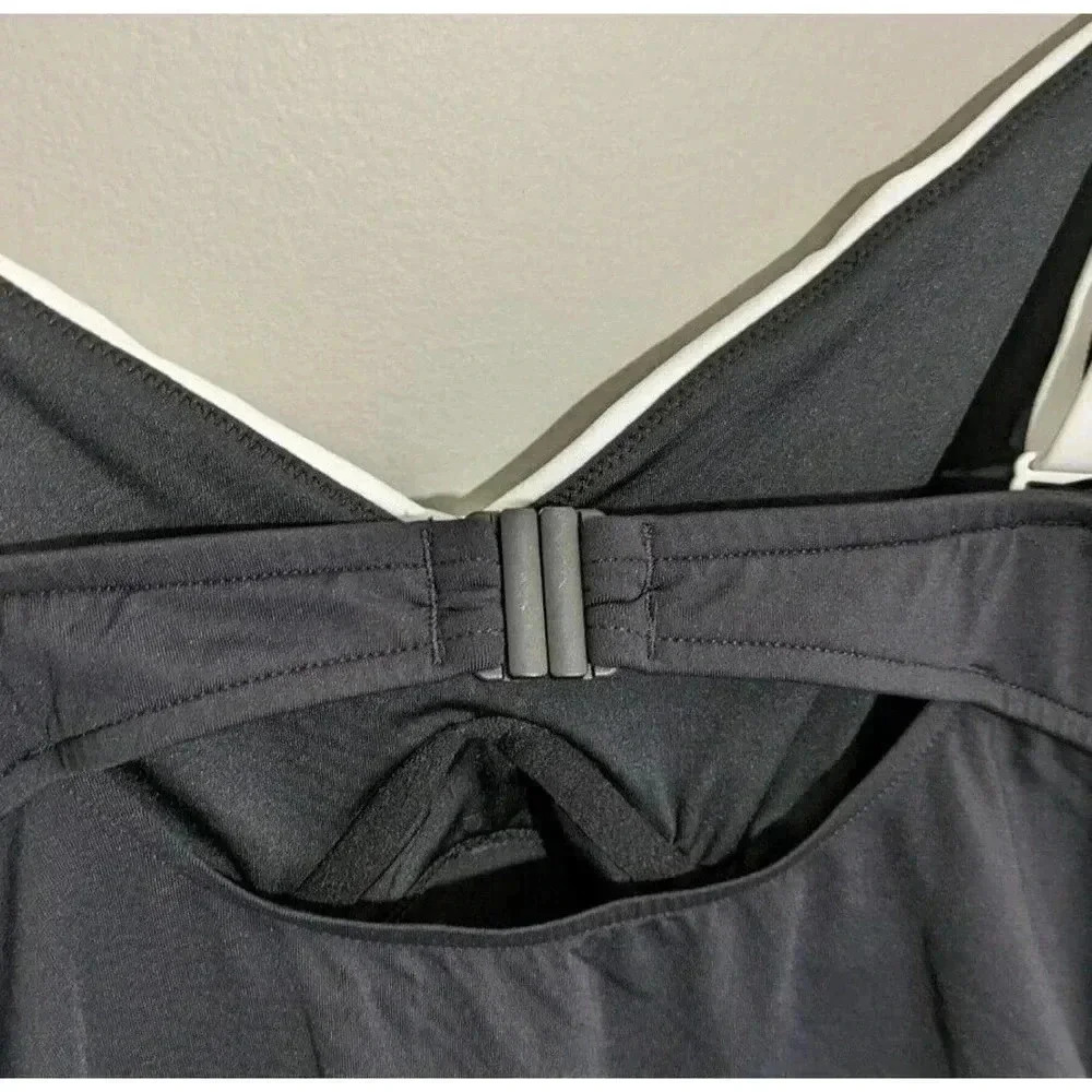 Seafolly Black Block Party Tankini Top Size 10DD 10 DD Cup Swim Bikini Ruched - Picture 6 of 8